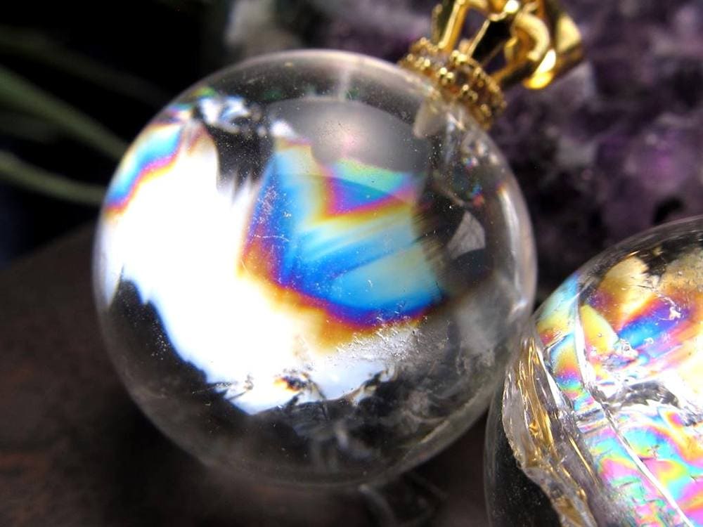 水晶 アイリスクォーツ ペンダント アクセサリー 虹入り