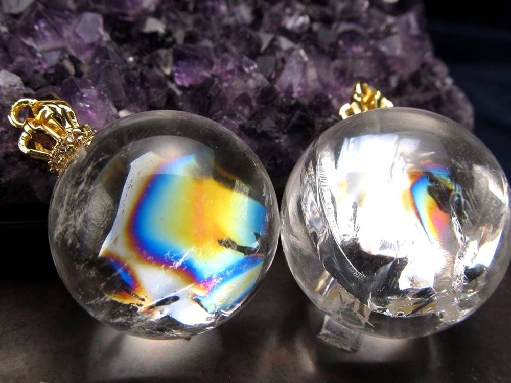 水晶 アイリスクォーツ ペンダント アクセサリー 虹入り