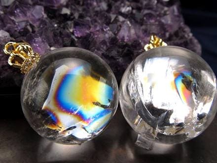 水晶 アイリスクォーツ ペンダント アクセサリー 虹入り