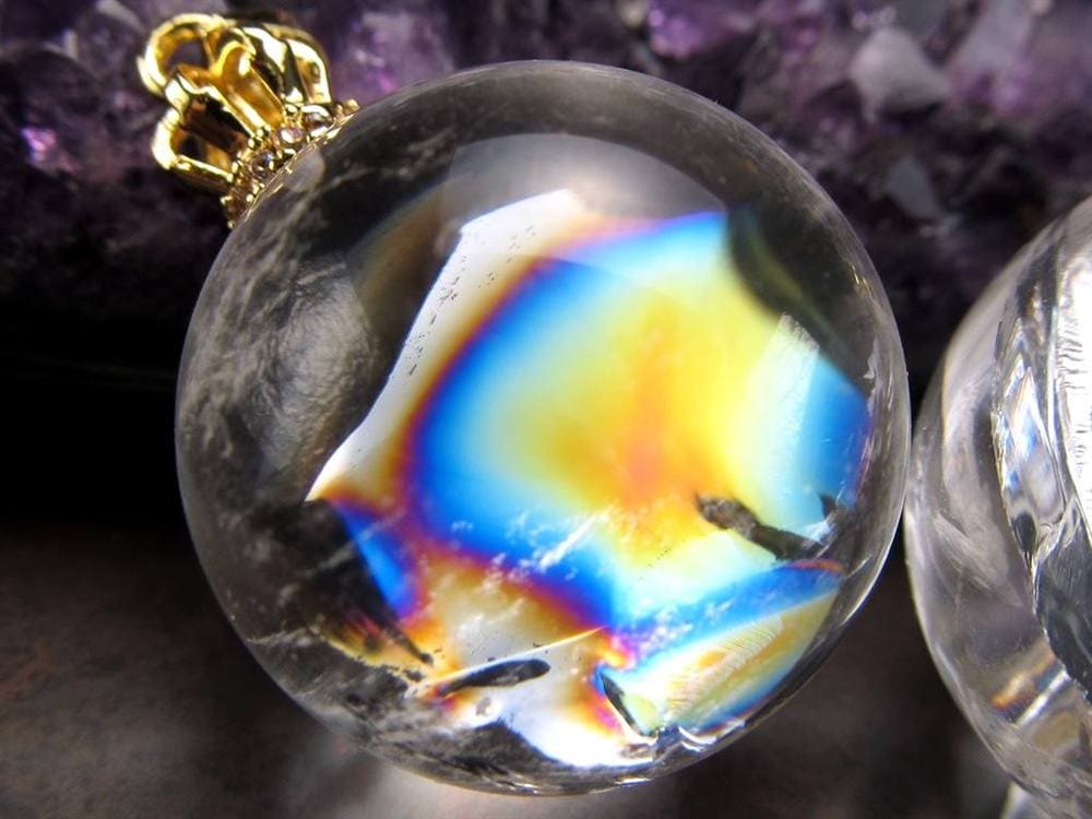 水晶 アイリスクォーツ ペンダント アクセサリー 虹入り