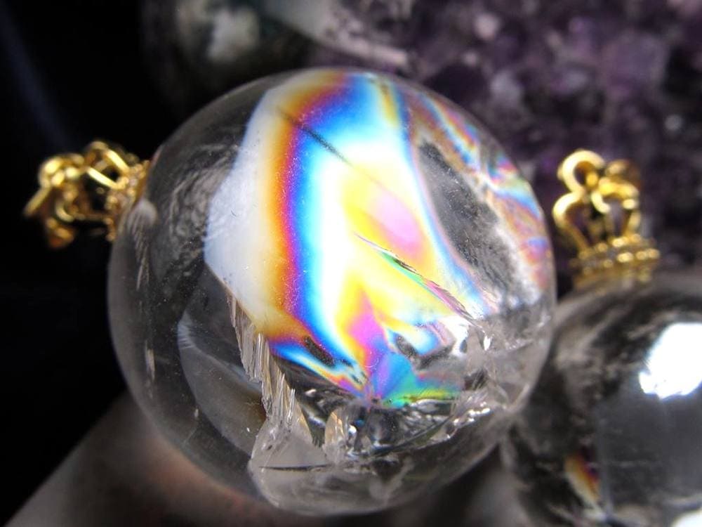 水晶 アイリスクォーツ ペンダント アクセサリー 虹入り