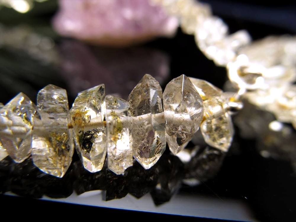 オイルインクォーツ 結晶 石油入り水晶 ブレスレット アジャスター金具付