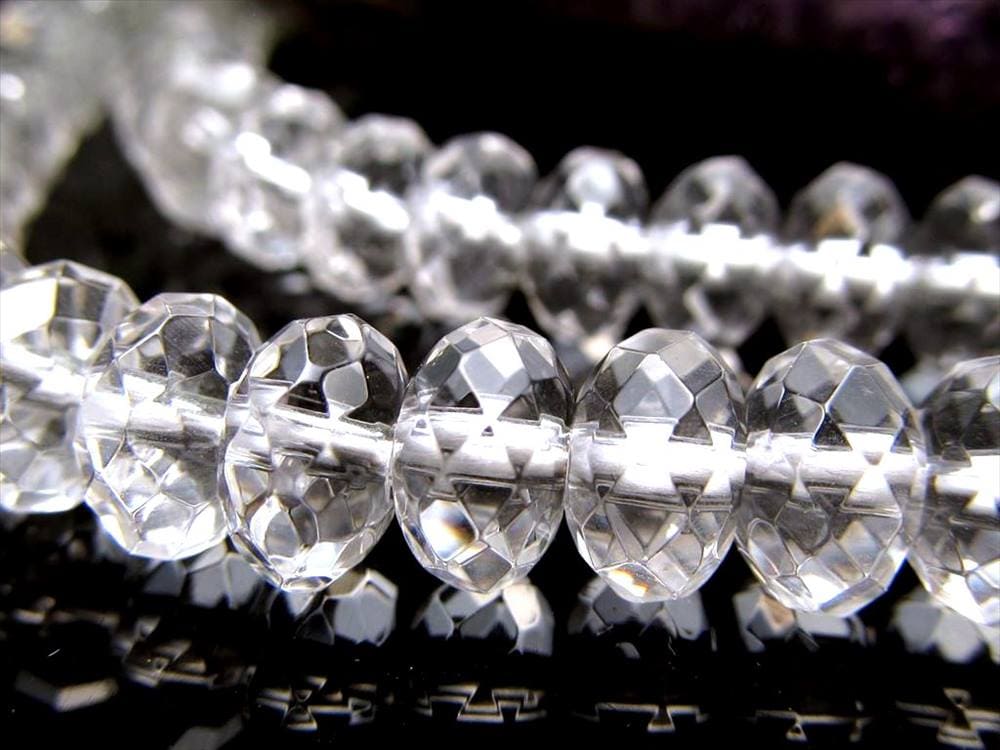 水晶 クォーツ クリスタル 繊細ボタンカット ビーズ連 連材