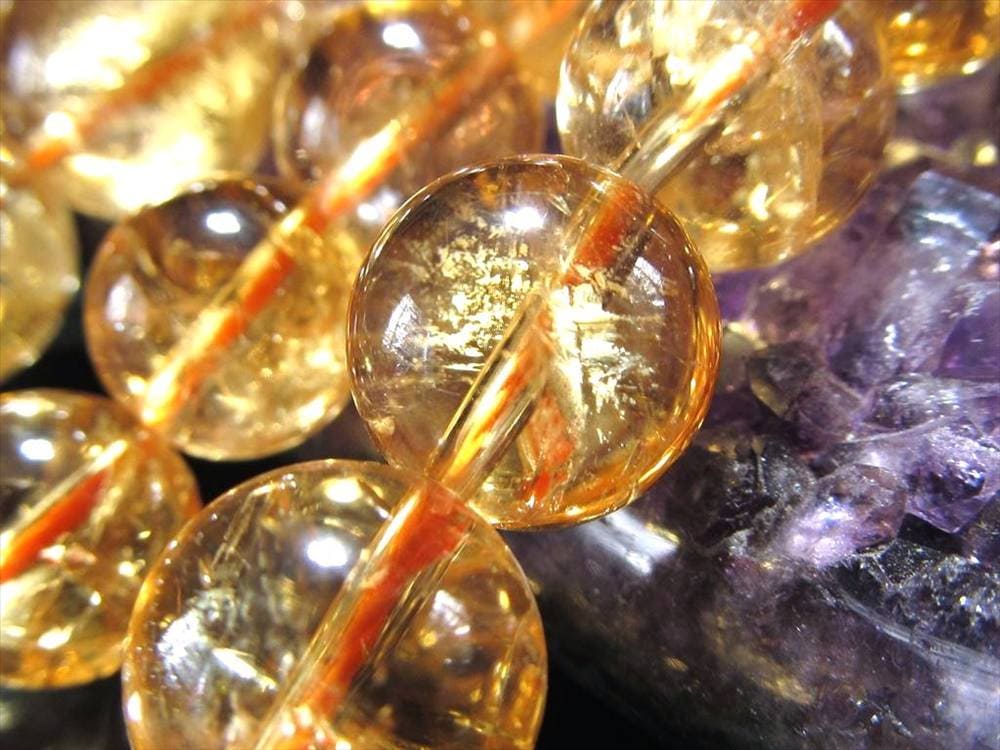 シトリン 黄水晶 ビーズ連 連材