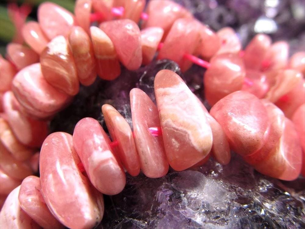 インカローズ ロードクロサイト さざれ ビーズ連 連材