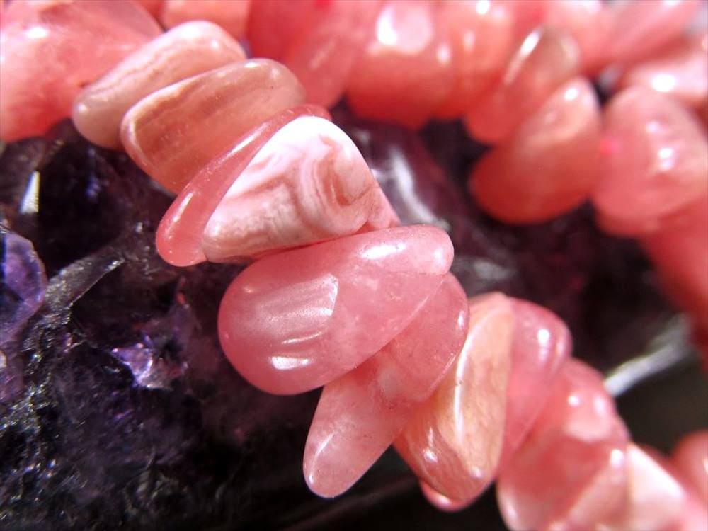 インカローズ ロードクロサイト さざれ ビーズ連 連材