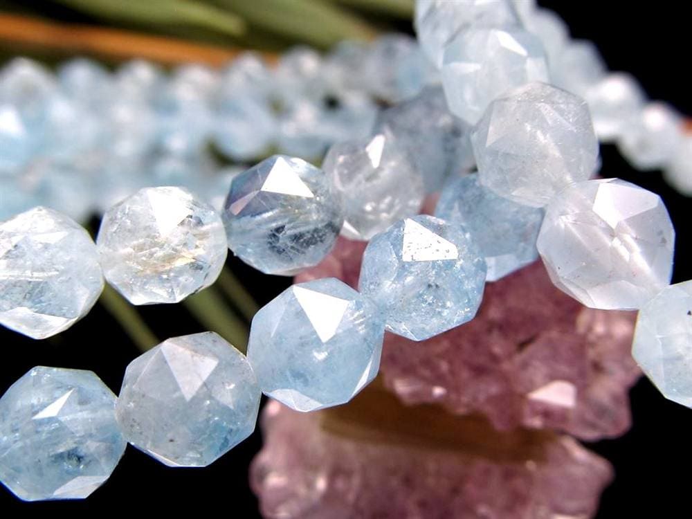 アクアマリン 藍玉 スターカット ブレスレット 誕生石