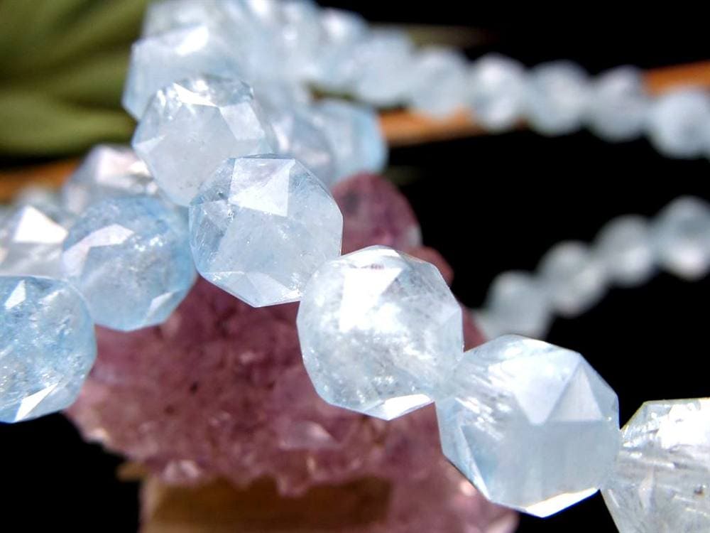 アクアマリン 藍玉 スターカット ブレスレット 誕生石