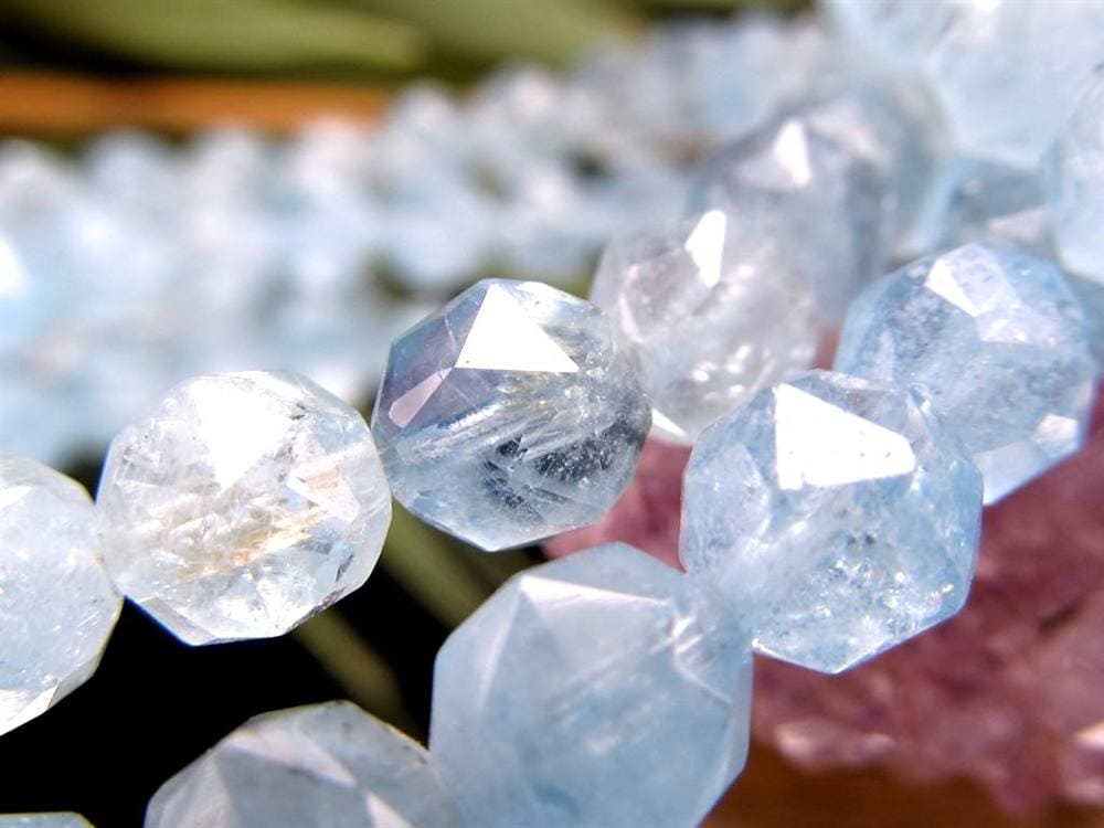 アクアマリン 藍玉 スターカット ブレスレット 誕生石