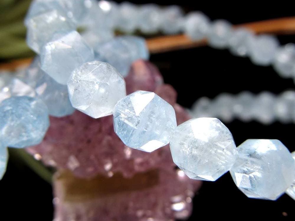 アクアマリン 藍玉 スターカット ブレスレット 誕生石