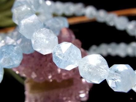 アクアマリン 藍玉 スターカット ブレスレット 誕生石