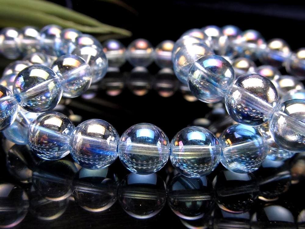 オーラクォーツ ブレスレット 水晶 蒸着水晶 天然石