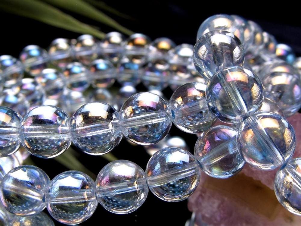 オーラクォーツ ブレスレット 水晶 蒸着水晶 天然石