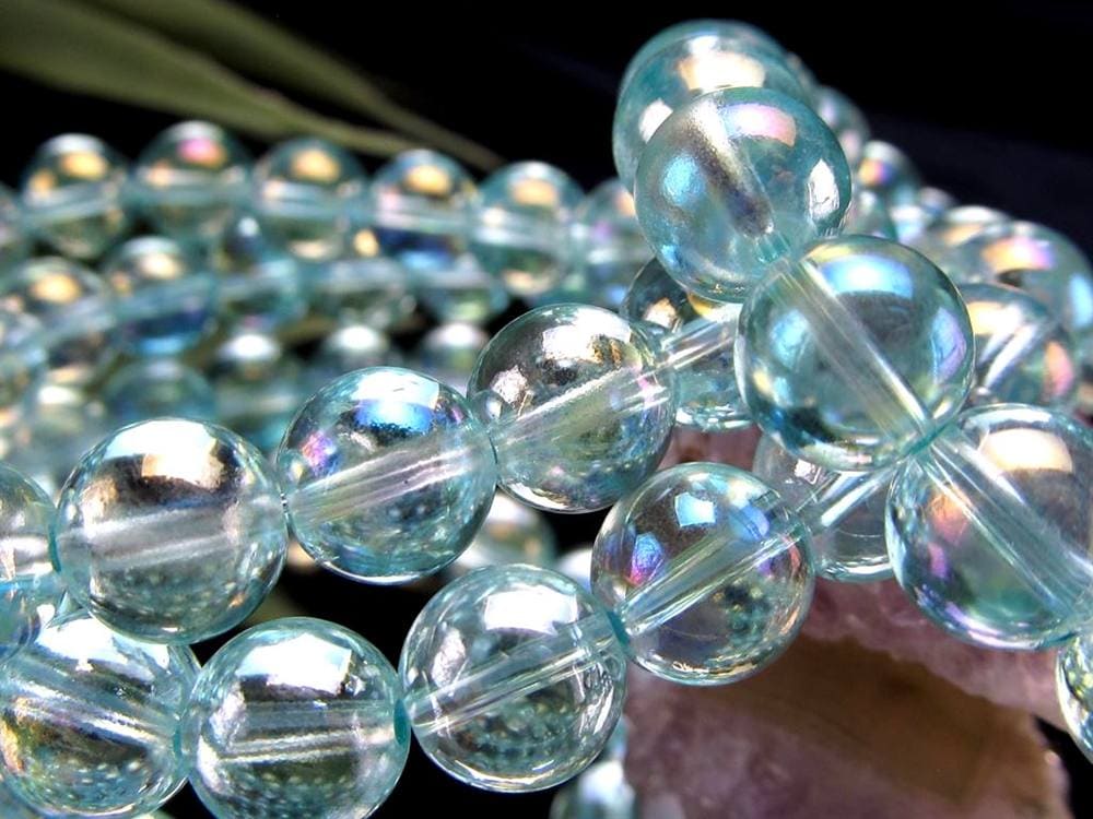 オーラクォーツ ブレスレット 水晶 蒸着水晶 天然石