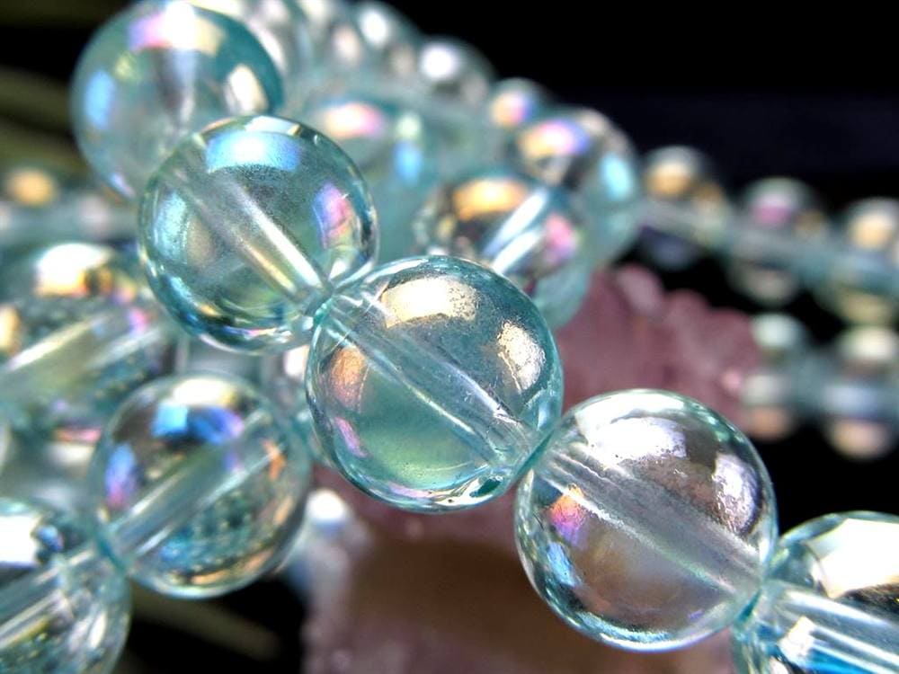 オーラクォーツ ブレスレット 水晶 蒸着水晶 天然石