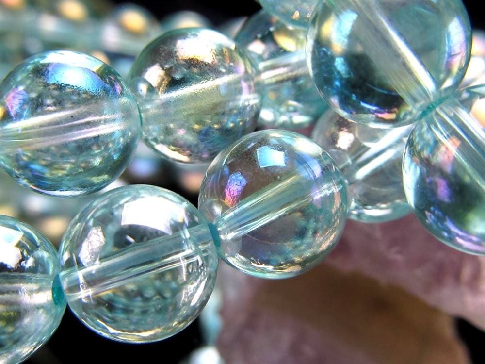 オーラクォーツ ブレスレット 水晶 蒸着水晶 天然石