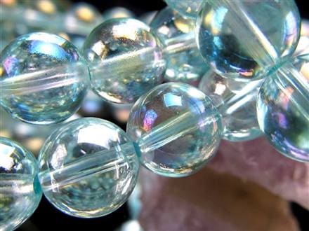 オーラクォーツ ブレスレット 水晶 蒸着水晶 天然石