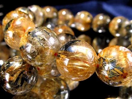 ゴールドタイチンルチルクォーツ ブレスレット 金針水晶 ヘマタイト 