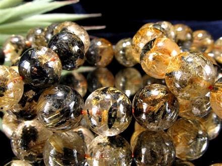 ゴールドタイチンルチルクォーツ ブレスレット 金針水晶 ヘマタイト 