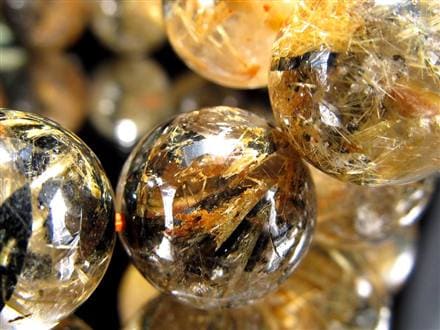 ゴールドタイチンルチルクォーツ ブレスレット 金針水晶 ヘマタイト 
