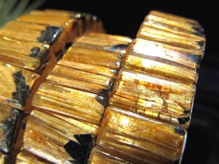 ゴールドルチルクォーツ  バングル ブレスレット 大きめ 金針水晶