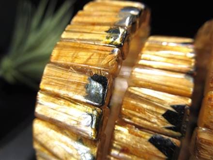 ゴールドルチルクォーツ  バングル ブレスレット 大きめ 金針水晶