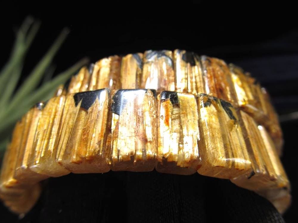ゴールドルチルクォーツ  バングル ブレスレット 大きめ 金針水晶