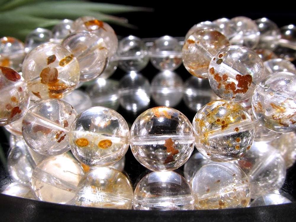 マーカサイトインクォーツ 白鉄鉱入り水晶 ブレスレット マーカサイト ライモナイト