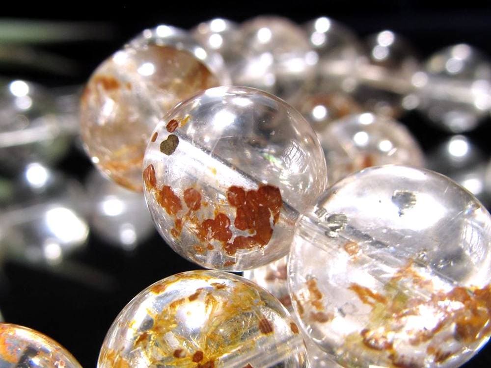 マーカサイトインクォーツ 白鉄鉱入り水晶 ブレスレット マーカサイト ライモナイト