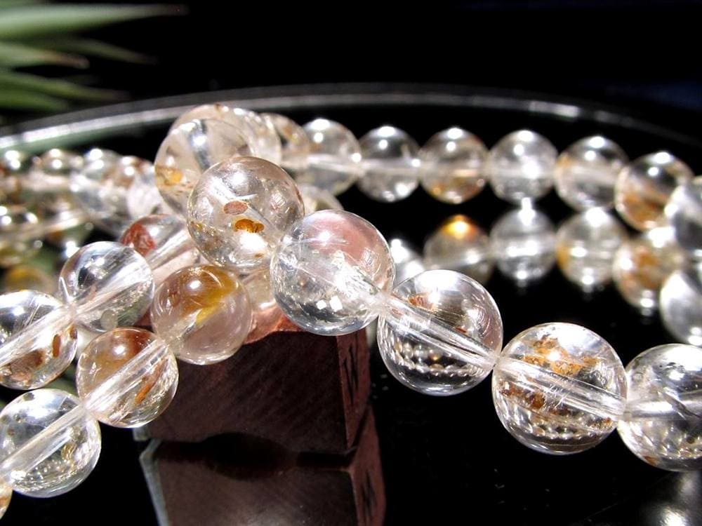 マーカサイトインクォーツ 白鉄鉱入り水晶 ブレスレット マーカサイト ライモナイト