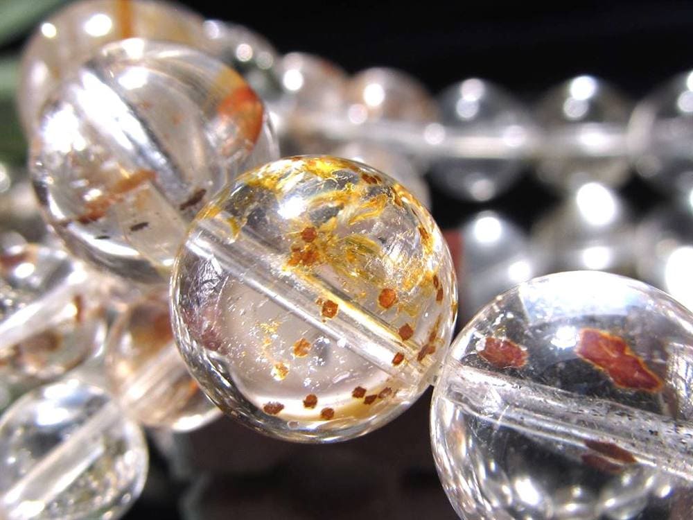 マーカサイトインクォーツ 白鉄鉱入り水晶 ブレスレット マーカサイト ライモナイト