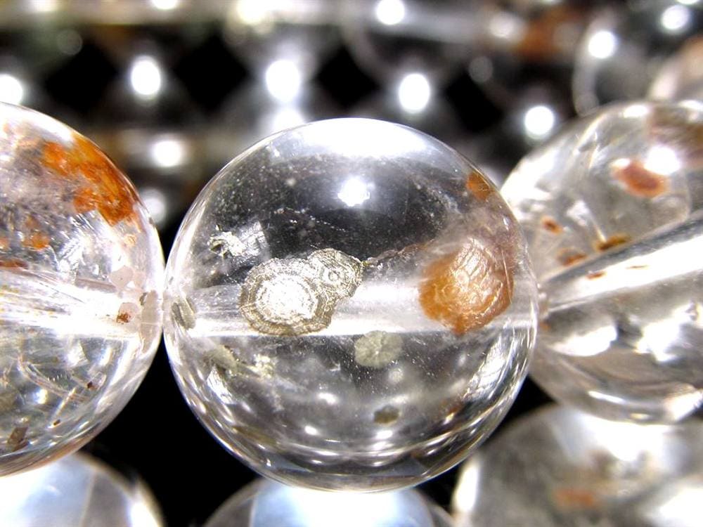 マーカサイトインクォーツ 白鉄鉱入り水晶 ブレスレット マーカサイト ライモナイト