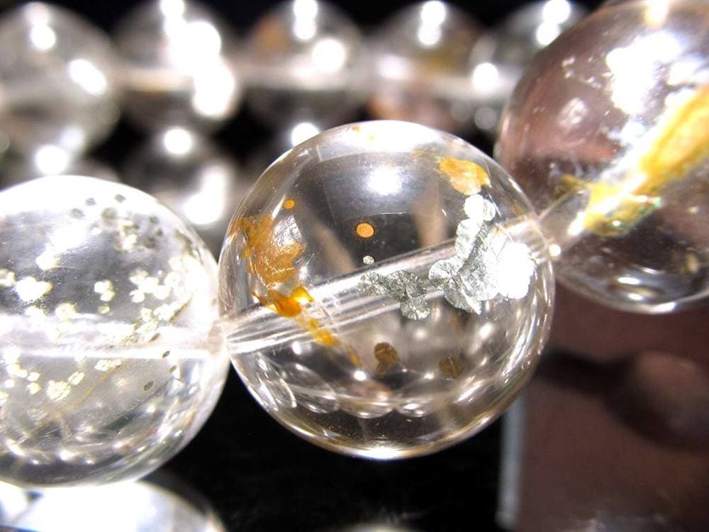 マーカサイトインクォーツ 白鉄鉱入り水晶 ブレスレット マーカサイト ライモナイト