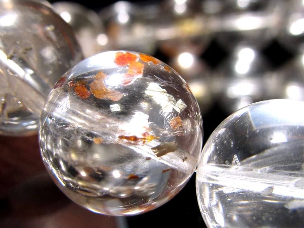 マーカサイトインクォーツ 白鉄鉱入り水晶 ブレスレット マーカサイト ライモナイト