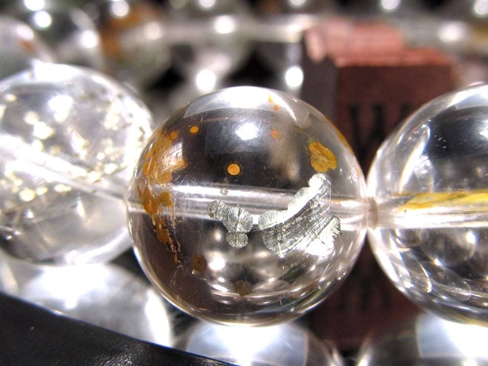 マーカサイトインクォーツ 白鉄鉱入り水晶 ブレスレット マーカサイト ライモナイト