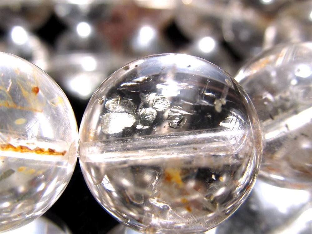 マーカサイトインクォーツ 白鉄鉱入り水晶 ブレスレット マーカサイト ライモナイト