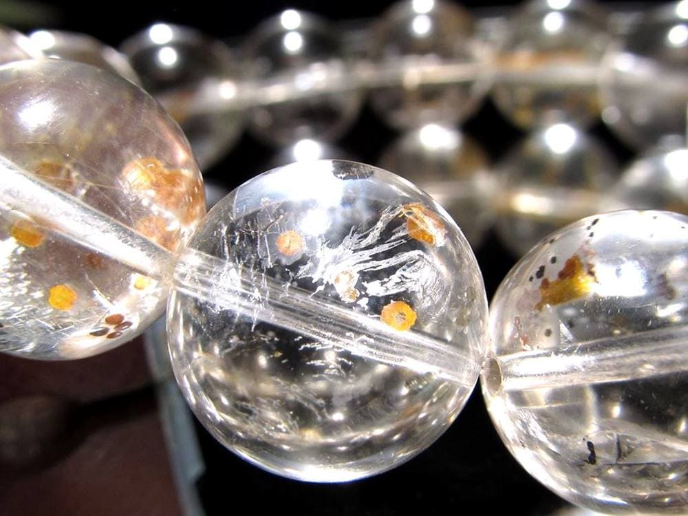 マーカサイトインクォーツ 白鉄鉱入り水晶 ブレスレット マーカサイト ライモナイト