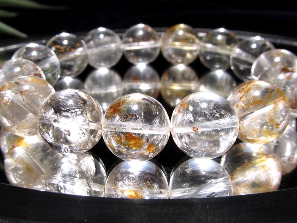 マーカサイトインクォーツ 白鉄鉱入り水晶 ブレスレット マーカサイト ライモナイト