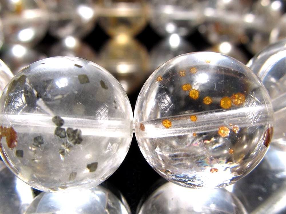 マーカサイトインクォーツ 白鉄鉱入り水晶 ブレスレット マーカサイト ライモナイト