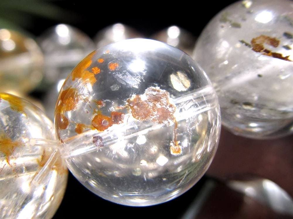 マーカサイトインクォーツ 白鉄鉱入り水晶 ブレスレット マーカサイト ライモナイト