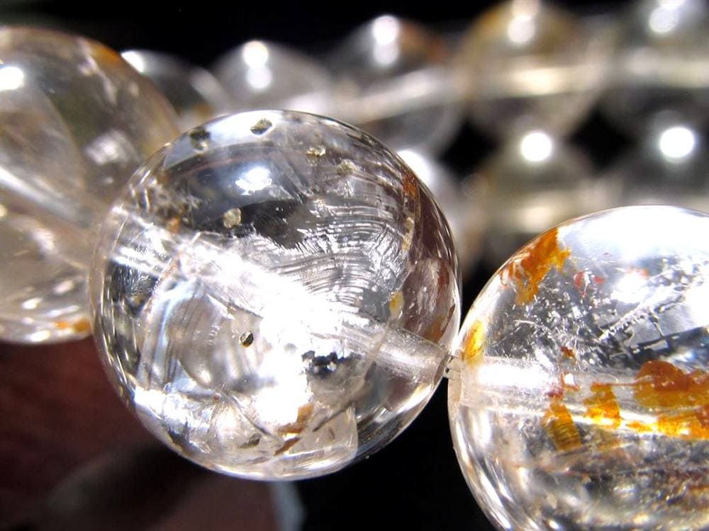 マーカサイトインクォーツ 白鉄鉱入り水晶 ブレスレット マーカサイト ライモナイト