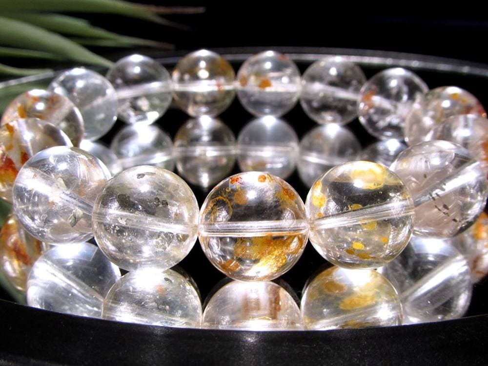 マーカサイトインクォーツ 白鉄鉱入り水晶 ブレスレット マーカサイト ライモナイト