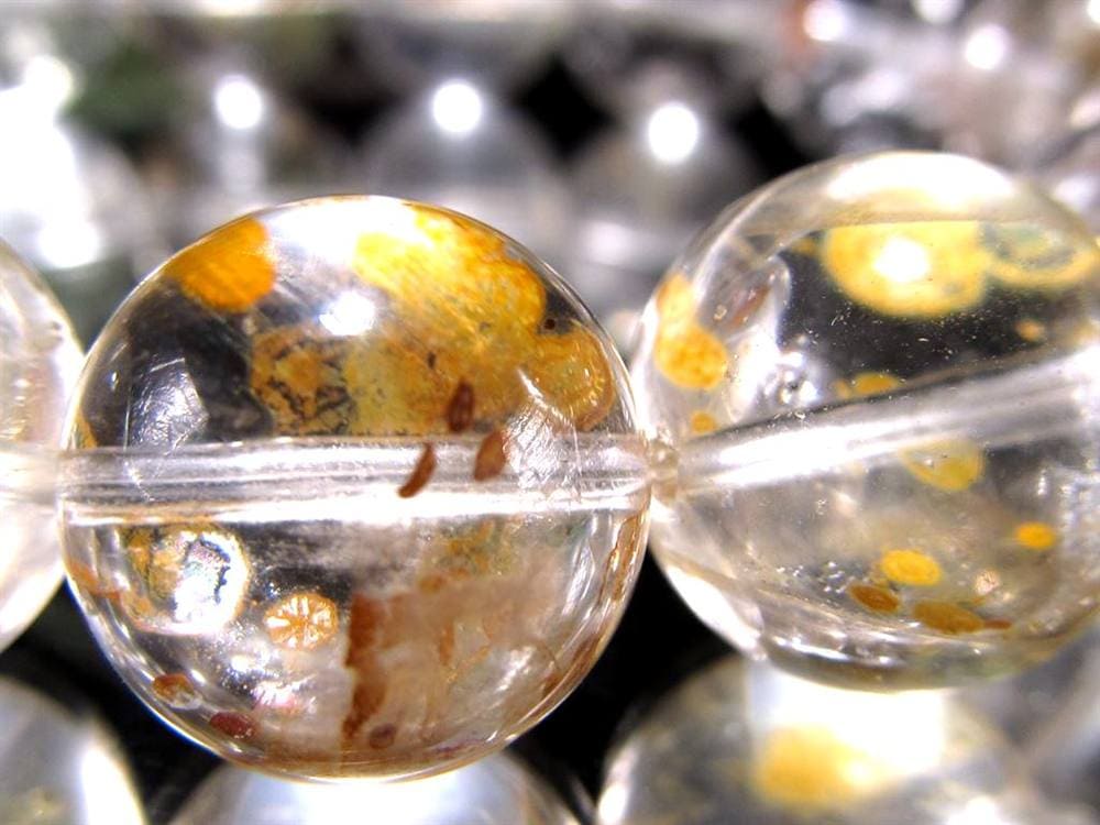 マーカサイトインクォーツ 白鉄鉱入り水晶 ブレスレット マーカサイト ライモナイト