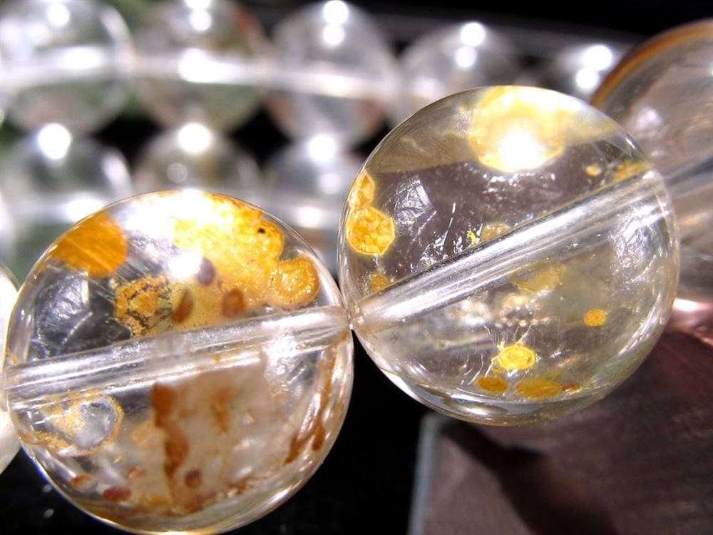 マーカサイトインクォーツ 白鉄鉱入り水晶 ブレスレット マーカサイト ライモナイト