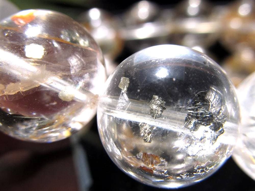 マーカサイトインクォーツ 白鉄鉱入り水晶 ブレスレット マーカサイト ライモナイト