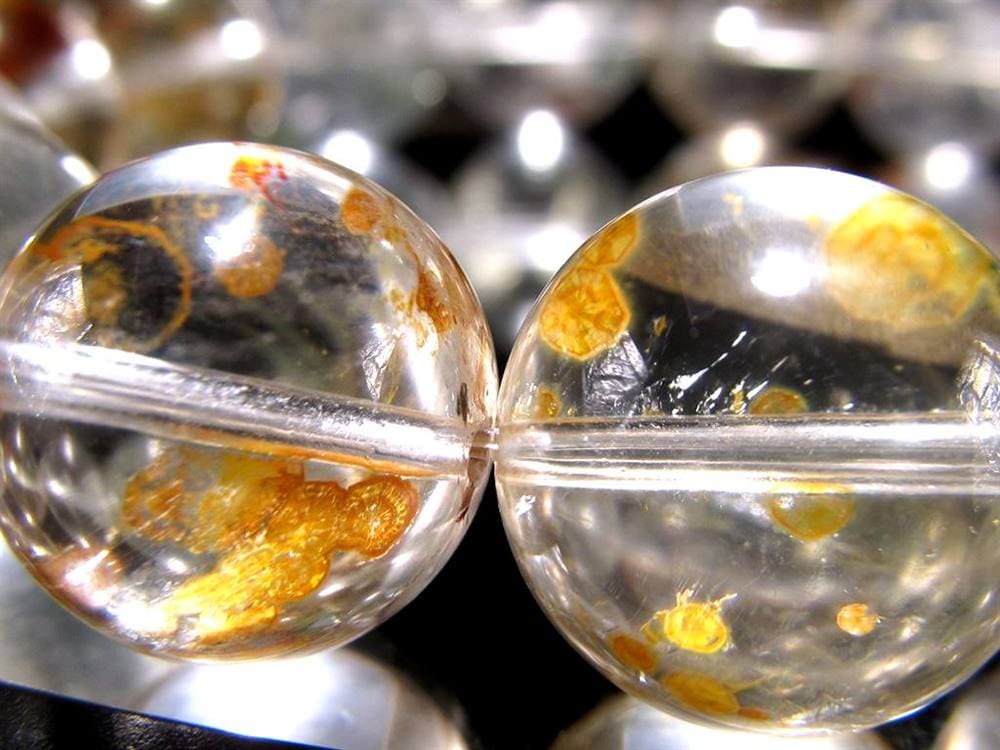 マーカサイトインクォーツ 白鉄鉱入り水晶 ブレスレット マーカサイト ライモナイト