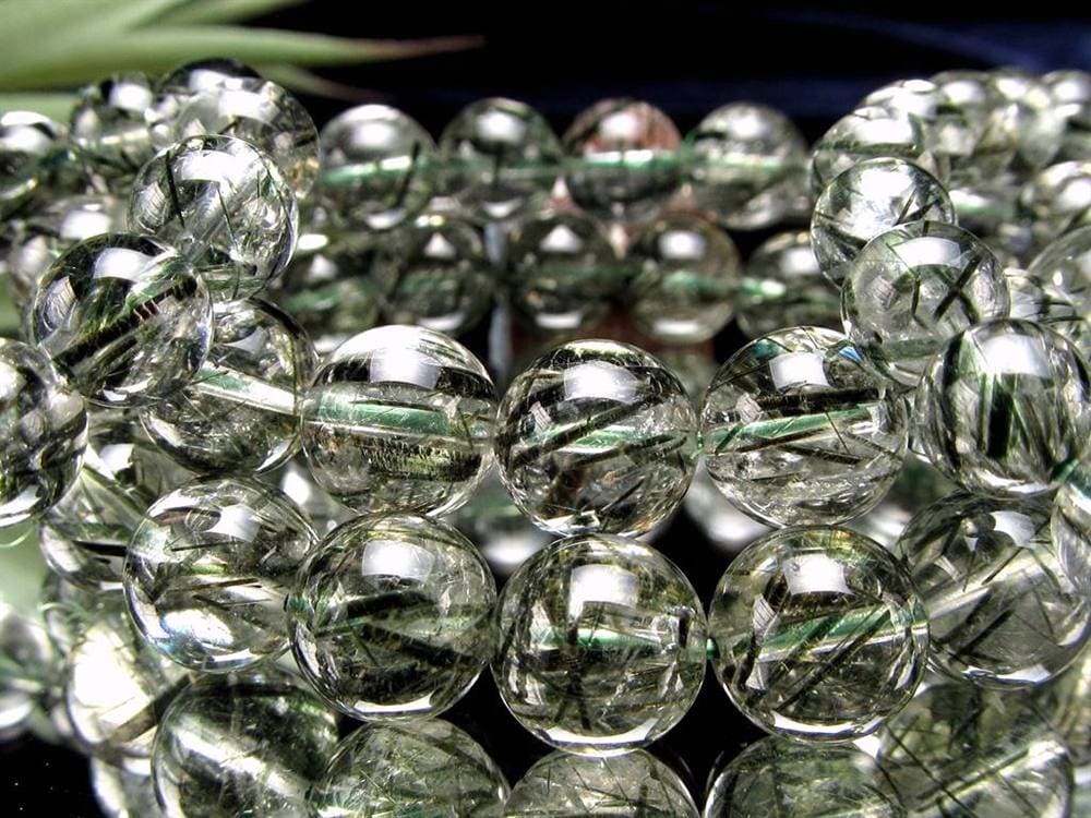 グリーンルチル グリーントルマリン ブレスレット アクチノライトインクォーツ ブレスレット