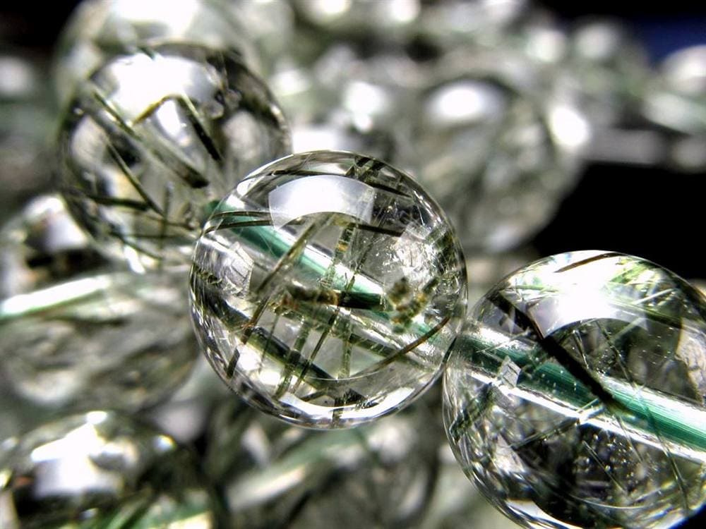 グリーンルチル グリーントルマリン ブレスレット アクチノライトインクォーツ ブレスレット