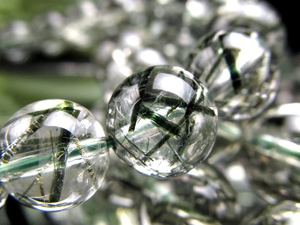 グリーンルチル グリーントルマリン ブレスレット アクチノライトインクォーツ ブレスレット