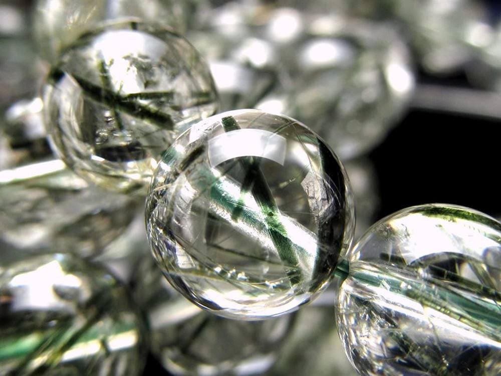 グリーンルチル グリーントルマリン ブレスレット アクチノライトインクォーツ ブレスレット